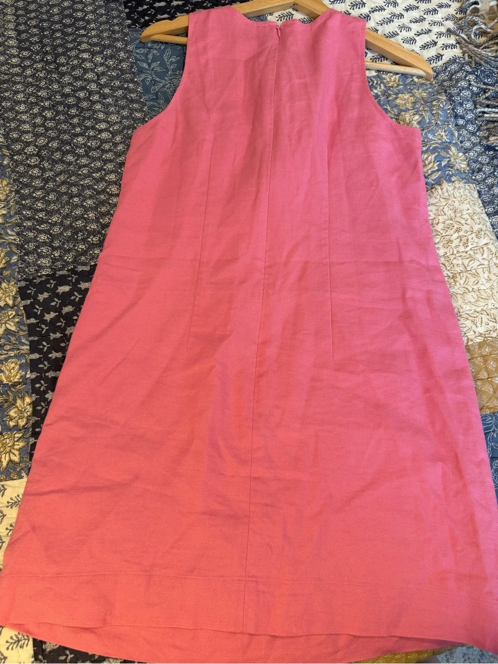 J. Crew Pink Bow-front shift dress in stretch linen blend